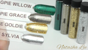 Nail art glitter silver gold taupe teal