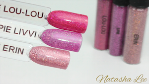 Pink Holographic glitter nail art