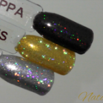 magpie glitter nail art holographic silver gold brown