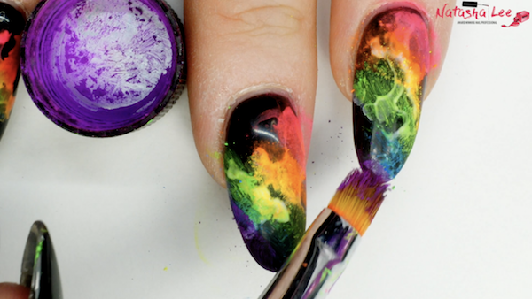 rainbow neon smoke nails