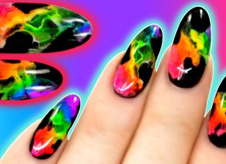 NEON RAINBOW SMOKE NAILS – Easy Step By Step Rainbow Smoke Nail Art Neon Rainbow Smoke Nails