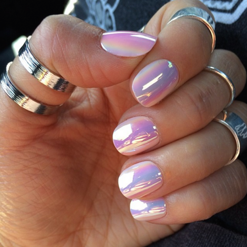 WHITE CHROME NAILS Iridescent Opal Nail Art Natasha Lee